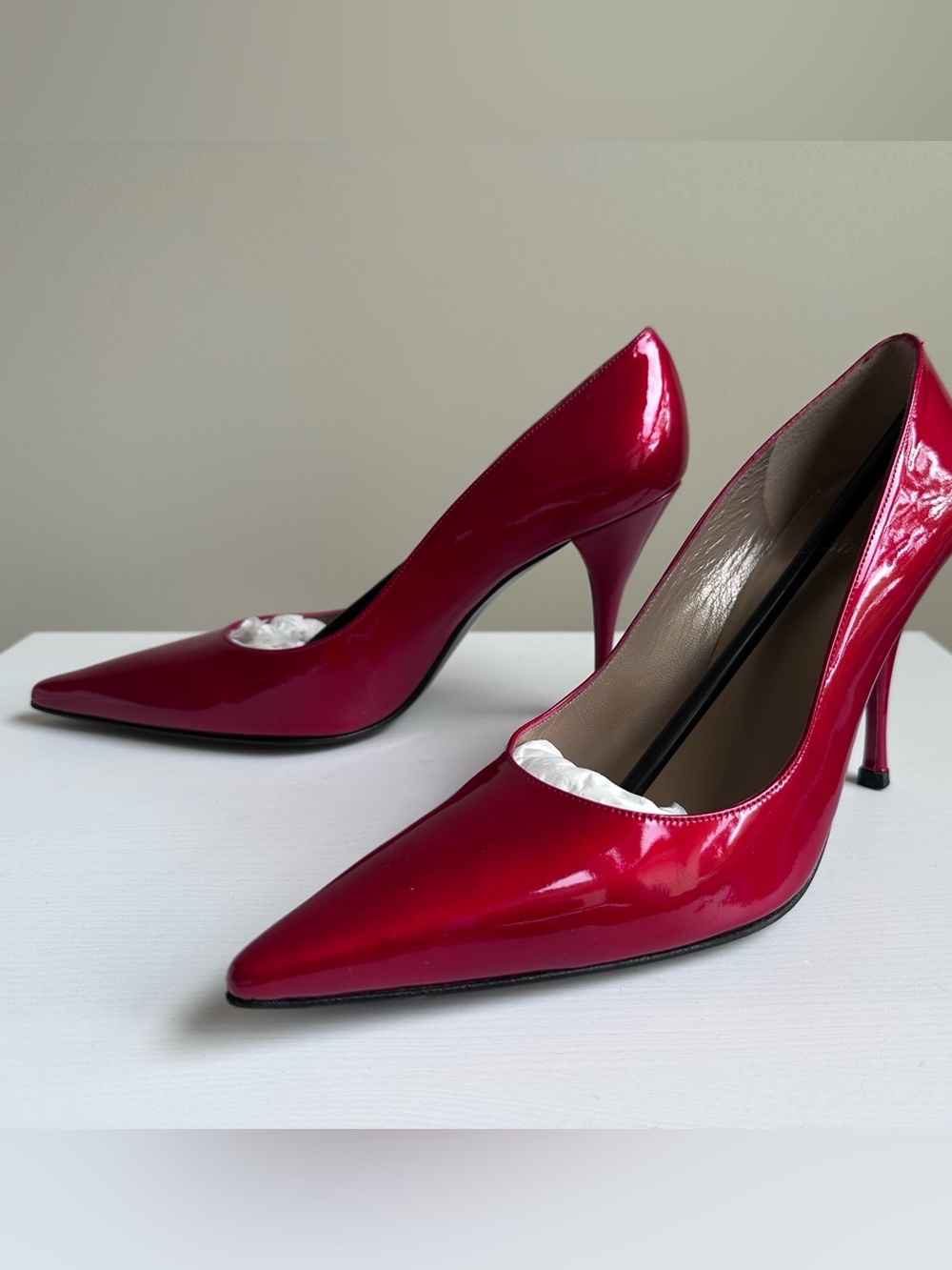Stuart Weitzman Patent Red Leather Stiletto Pumps
